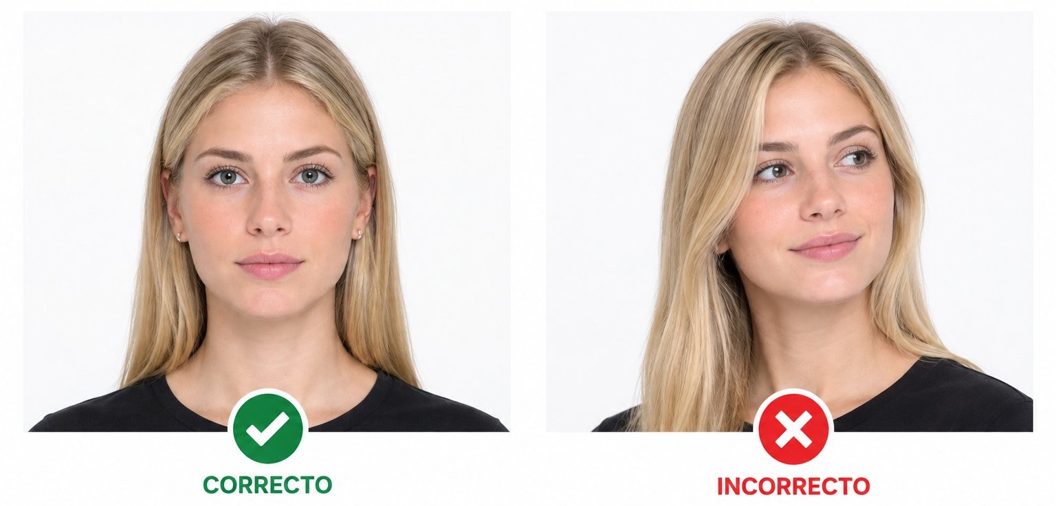 Foto correcta vs. incorrecta para visa o pasaporte